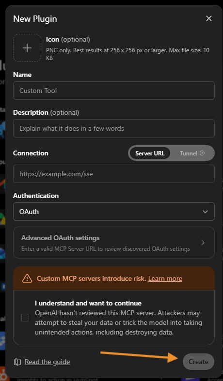create button