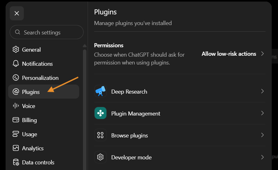 plugins option