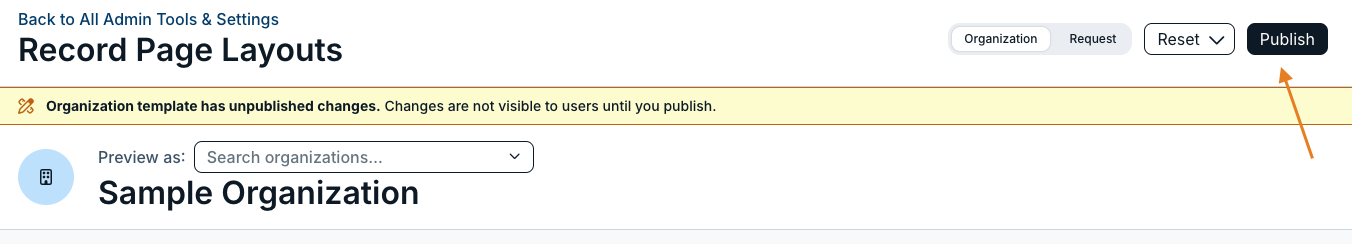 publish button