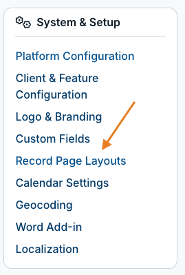 record page layouts option