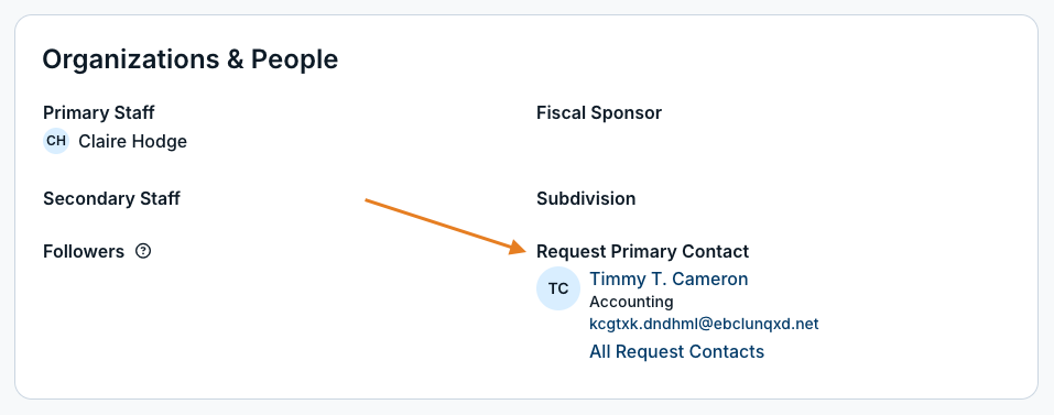 request primary contact field