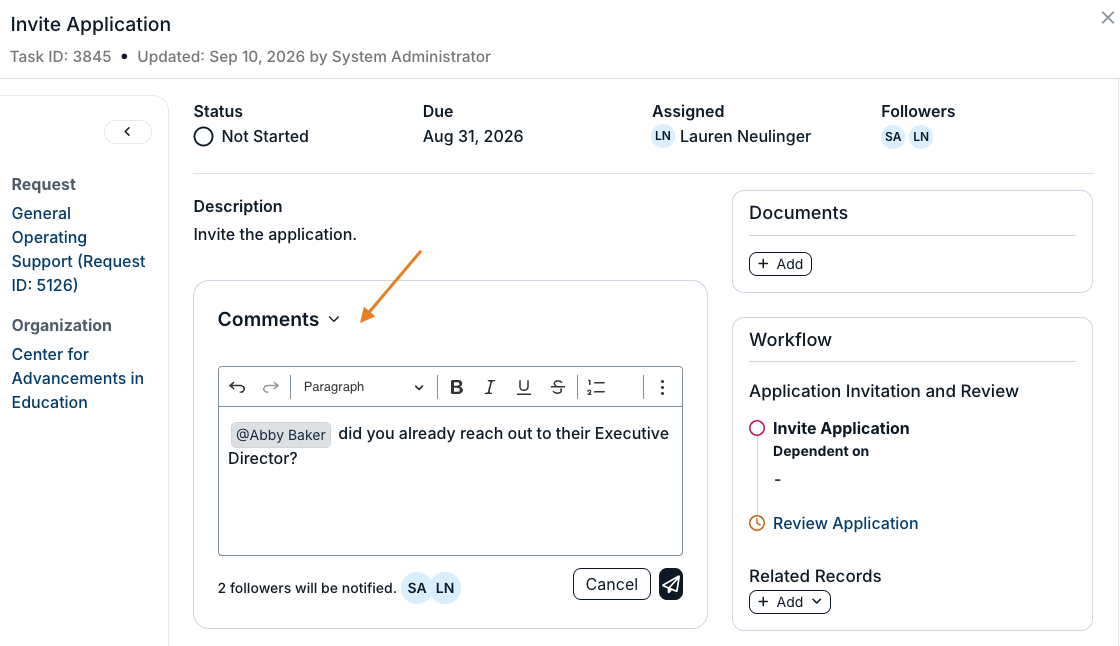 comments field