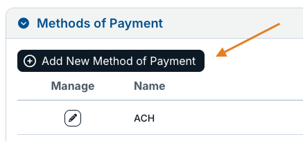 add new method of payment button