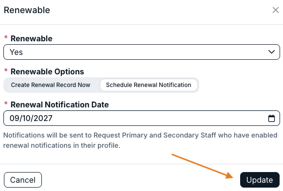 update button