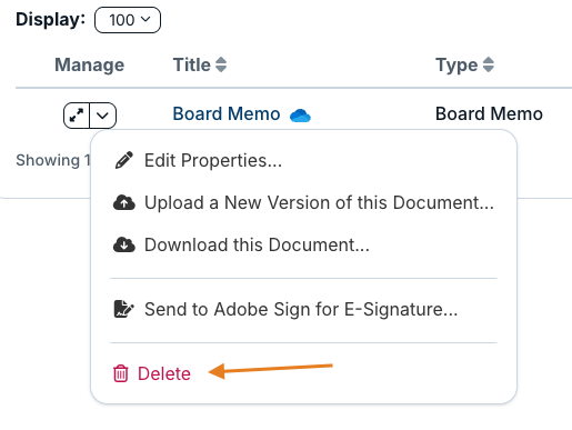 delete option