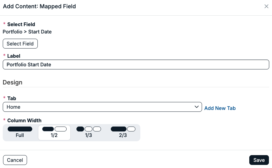 mapped field modal