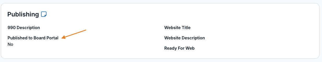 published to board portal field
