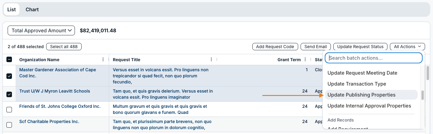 update publishing properties