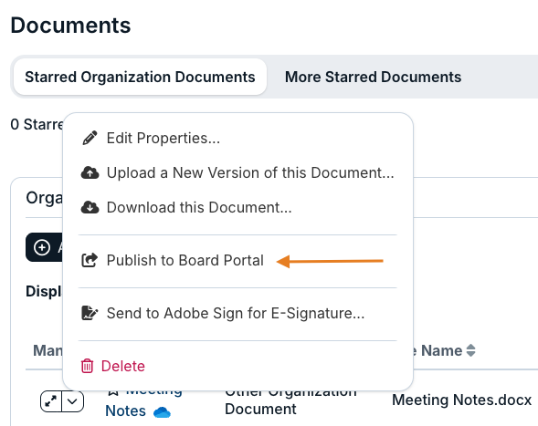 publish to board portal option