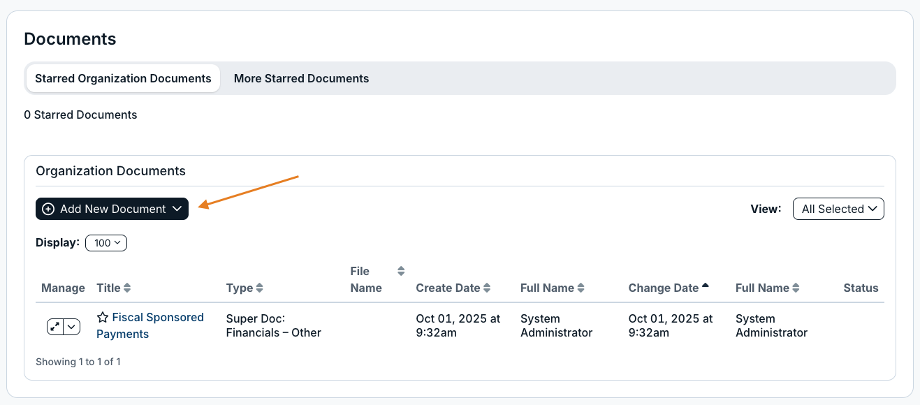 add new document button