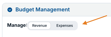 revenue and expenses buttons