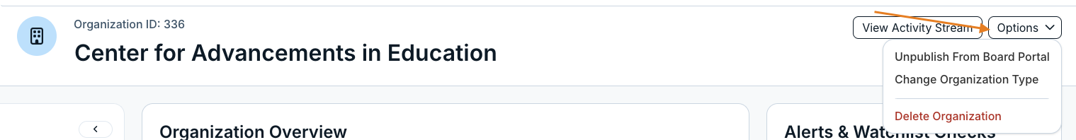 options dropdown