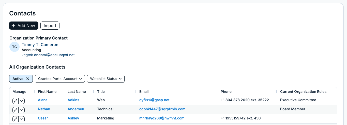 contacts tab