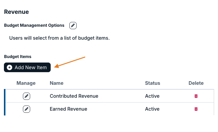 add new item button