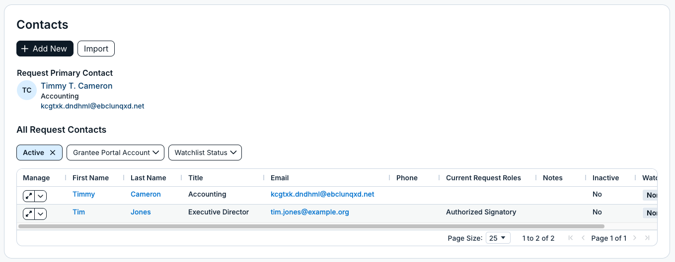 contacts tab