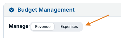 revenue and expenses buttons