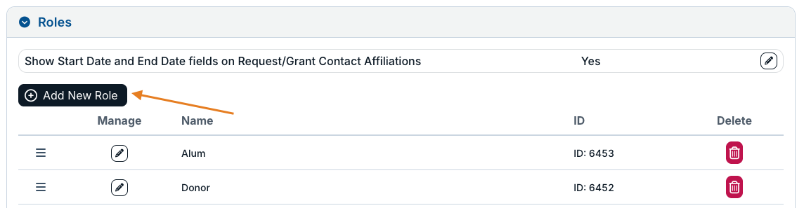 add new role button