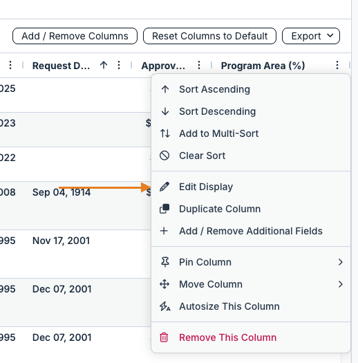 edit display option