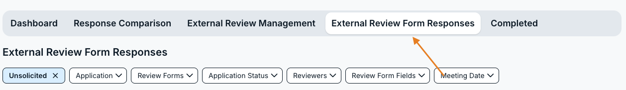 external review form responses tab