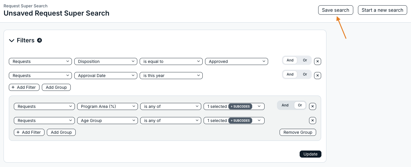 save search button