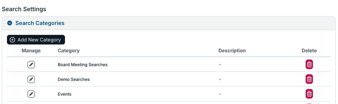 search categories