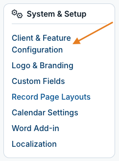 client and feature configuration option